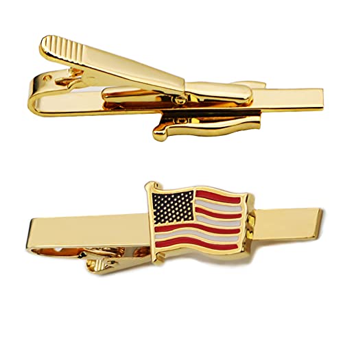 Image of US Flag Tie Clip Clothing Accessories for Weddings, Busiess Meetings, Officers, Government Departments, Pilots, Soldiers, and Military Friends American Flag Tie Clip