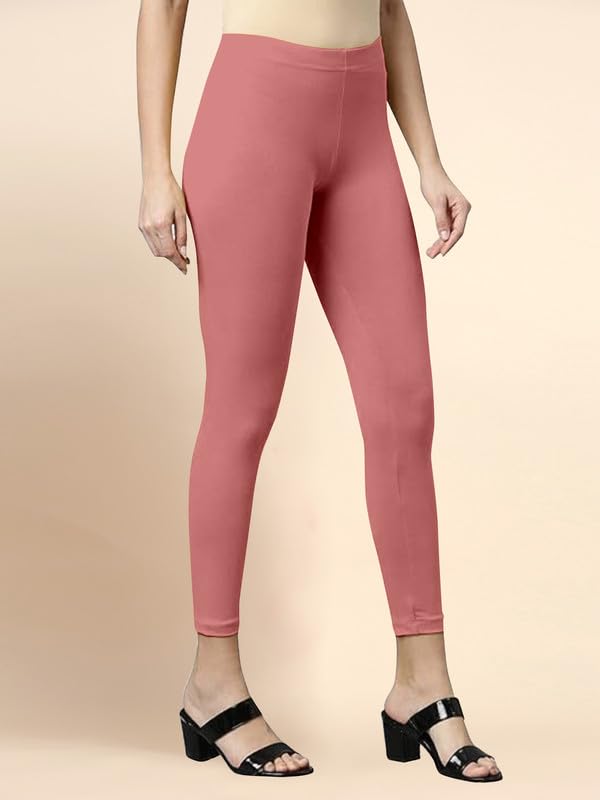 Image of TRENDMALLS Women's Microfiber Elastane Stretch Soft Cropped Leggings with Ultrasoft Waistband for Women