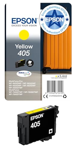 Epson 405 Yellow Suitcase Genuine, DURABrite Ultra Ink, Standard Capacity
