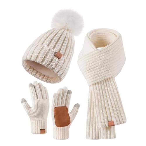 Ensemble hiver femme chaud contre le froid avec bonnet et gants tactiles