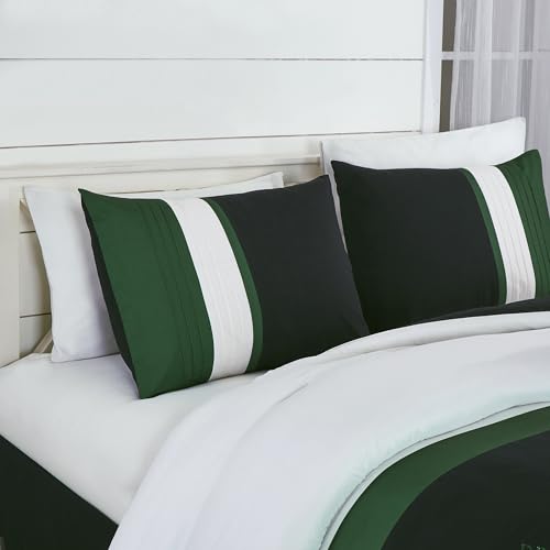 Chezmoi Collection Napa 7-Piece Luxury Leaves Scroll Embroidery Bedding Comforter Set (California King, Green/Black/Cream)