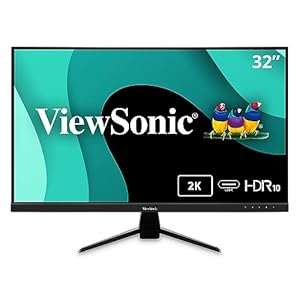 ViewSonic VX3267U-2K 32 Inch 1440p IPS Monitor with 65W USB C, HDR10 Content Support, Ultra-Thin Bezels, Eye Care, HDMI, and DP Input, Black