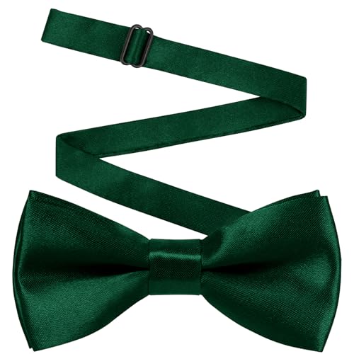 URAQT Pajarita Preatada para Niños, 10x5cm Pajarita Formal de Satén, Pajaritas Infantil con Hebilla Preabrochada, Accesorio Pajaritas Ajustables Disfraz de Niño para Celebraciones y Bodas,Verde Oscuro