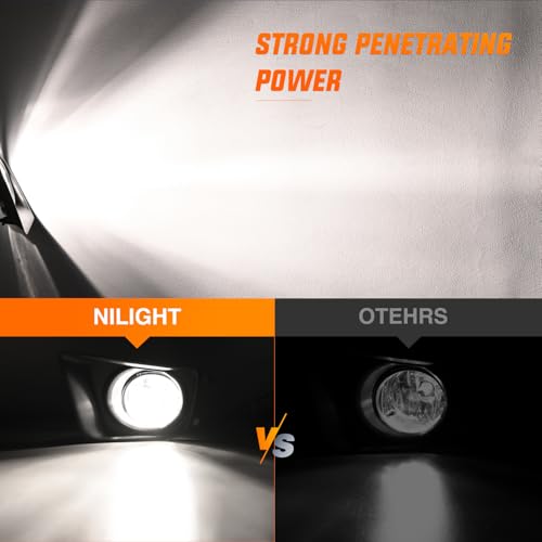Image of Nilight Fog Lights Assembly Compatible with 2012 2013 2014 2015 Toyota Tacoma Clear Lens Driver and Passenger Side H11 12V 55W Bulbs