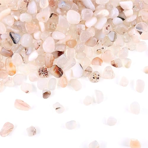 Image of WAYBER Natural Tumbled Agate Quartz Decorative Pebbles, 1 Lb Off-White | Lustrous Polished Finish, Rich Long-Lasting Hues, Toxin-Free Material, Perfect for DIY Crafts & Home Decor