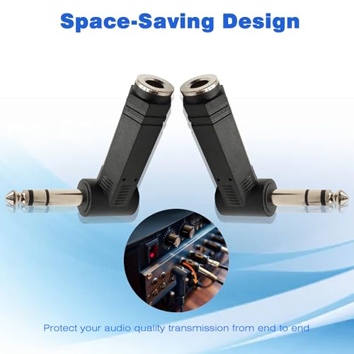 Adaptador estéreo ángulo 90° 6.35mm macho a hembra, 2 piezas miniatura 3