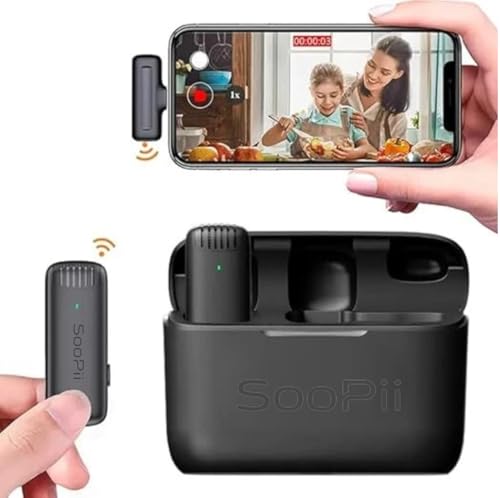 Image of SOOPII Dual Wireless Lavalier Microphone for Android /i-Phone iPad /Type-C Devices | Noise Cancelling Clip-on Mic with Charging Case | Plug & Play Bluetooth Mic for YouTube, Reels, Vlogging, Interviews