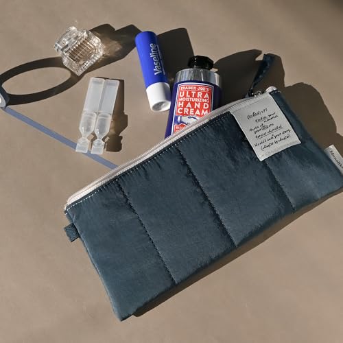 Image of Monolike Archive247 Cushion Pencil Case, 05. Navy - Pencil Pouch, Portable Pencil Bag, Pencil Case, Office Pouch case, Cushion, Soft, Vintage