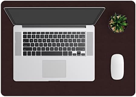 ZBRANDS // Brown Leather Smooth Desk Mat Pad Blotter Protector, Extended Non-Slip Rectangular, Laptop Keyboard Mouse Pad (24" x 17")