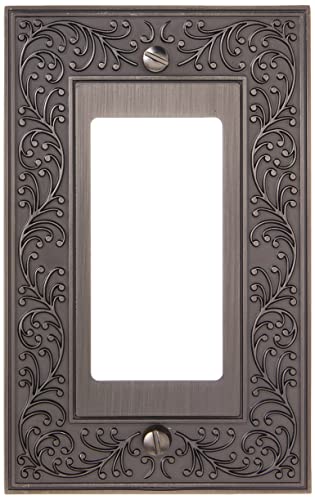 Image of Amerelle 43RAN English Garden Wallplate, 1 Rocker, Cast Metal, Antique Nickel, 1-Pack