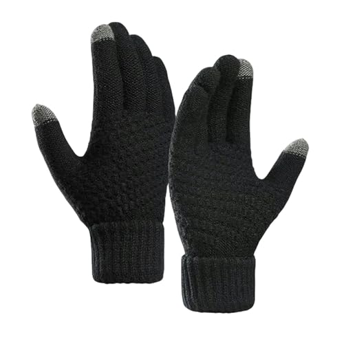 Winter Gloves Winter Touchscreen Knit Gloves,Winter Thermal Gloves Men'S And Women'S-Black