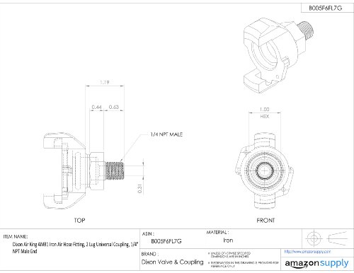 Dixon Valve & Coupling Air King Amb1 Iron Air Hose Fitting, 2 Lug Universal Coupling, 1/4" Npt Male End #TOP2