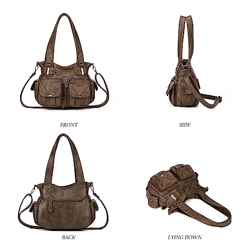 Image of KL928 Women's Large Purses Handbags PU Leather Multi-Pocket Shoulder Bag | Large
