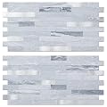 AULIGET 20 Sheets Faux Stone Peel and Stick Backsplash, Light Grey Marble Look PVC Mixed Metal Wall Tiles Stick on Backsplash for Kitchen