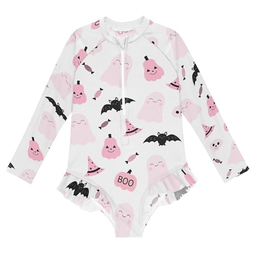 Image of Baby Girl Bathing Suit Long Sleeve UPF 50+ One Piece Toddler Swimsuit