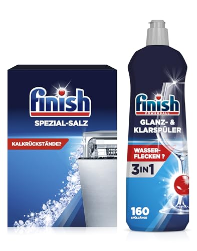 Finish Spülmaschinenpflege SET, Klarspüler 800ml & Spezial Salz 1,2 Kg
