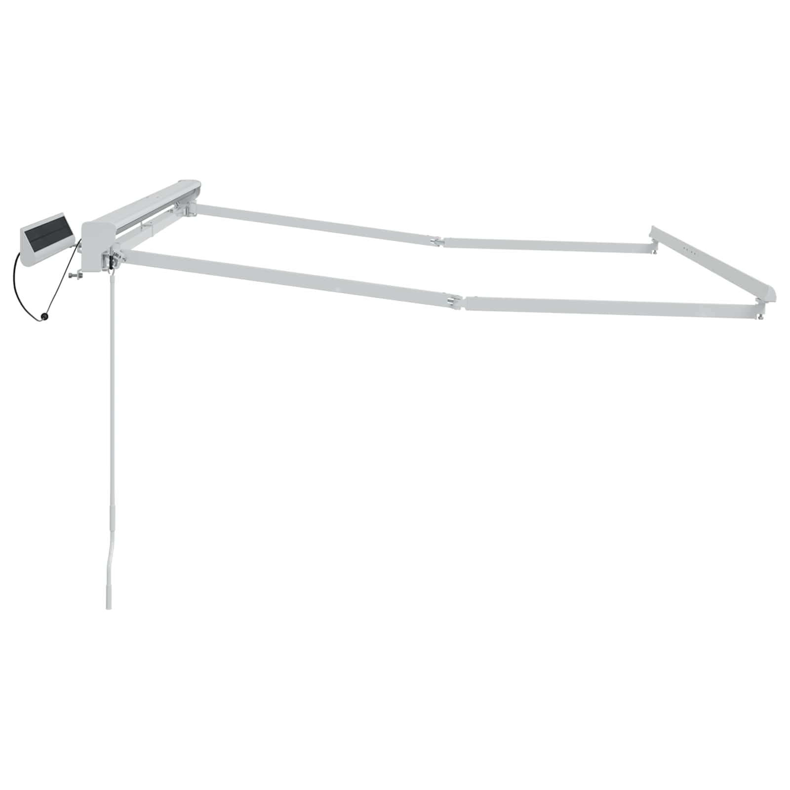 Marco de toldo solar de 3,5 x 2 m, para montaje en pared, de acero con recubrimiento en polvo y aluminio, incluye manivela y mando a distancia