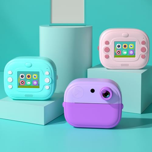 キッズカメラ インスタントサーマルプリンター 2.0インチスクリーン フォトプリンター 48MPリアカメラ タイマー撮影 ビデオ録画対応 サーマルインクレス印刷 ホワイトプリント用紙1枚付き 幼児学習玩具 女の子 男の子 休日 旅行 誕生日プレゼント