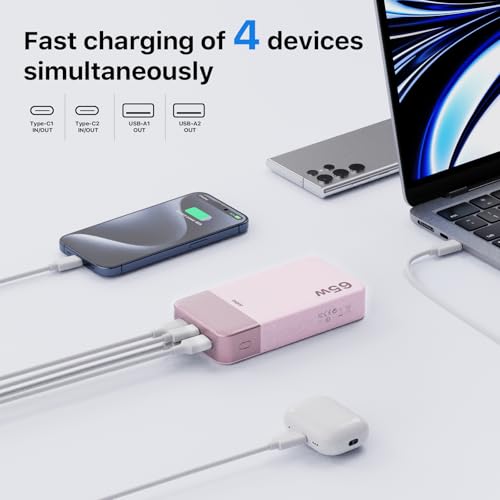 Image of JUOVI Portable Charger 65W Power Bank 20000mAh Compact USB C Laptop Power Bank Fast Charging Battery Pack for Laptop MacBook Dell XPS iPad Tablet Steam Deck iPhone 17 /16 /15 /14 Series Samsung and More