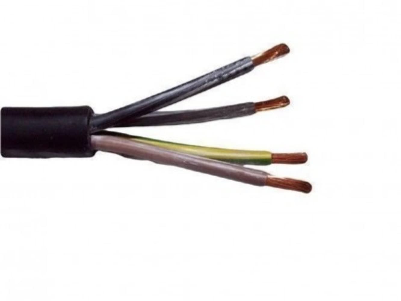 Jc Electrics Black 10M - Rubber Cable 4Mm 4 Core H07rn-F Ho7rnf Tough Heavy Duty Cable