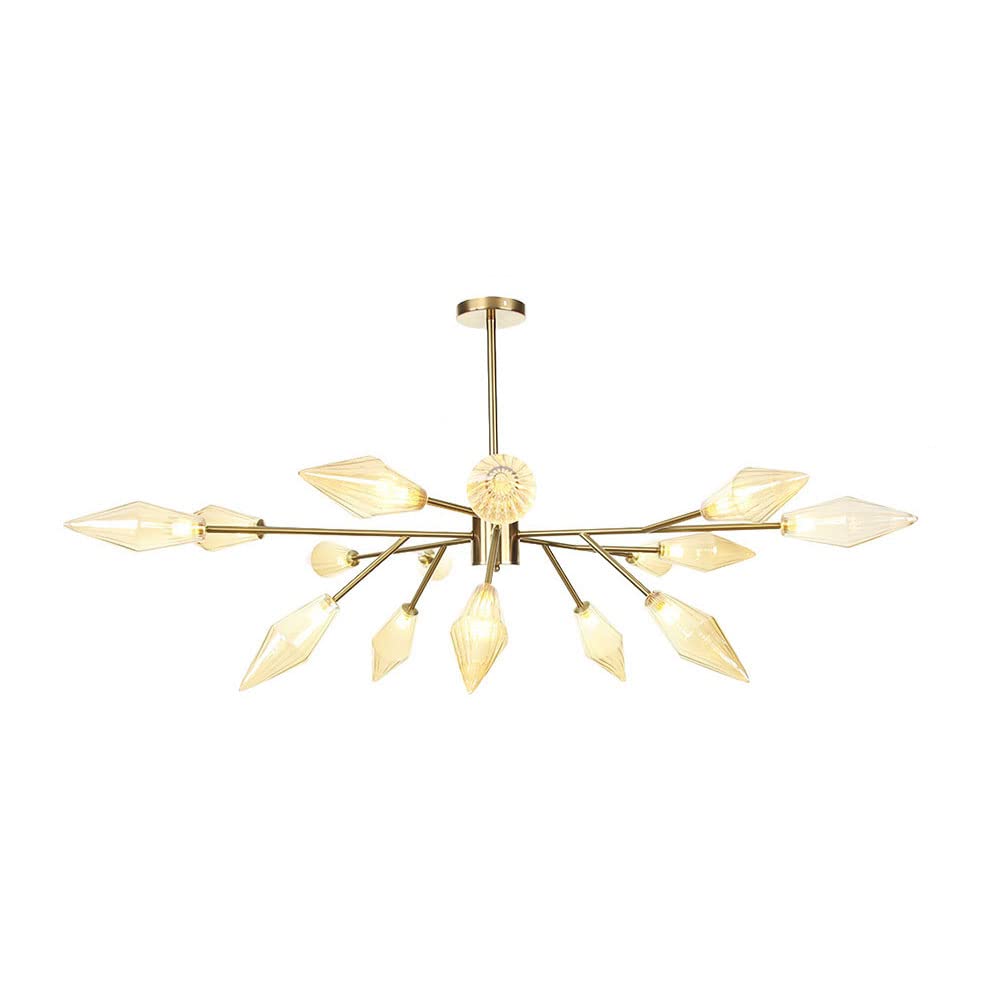 FYZDLAOR Industrial Style Farmhouse Chandeliers,Amber Lampshade Wrought Iron Light Fixture,for Living Room Bedroom Cafe Teahouse Bar Dining Room Club（with G4 Bulb）