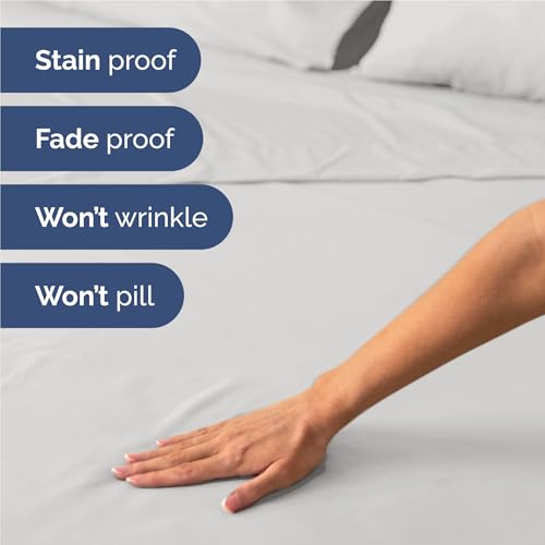 Image of Full 6 Piece Bed Sheet Set - Breathable & Cooling Sheets - French Grey | Ultra-Soft Hotel Luxury Bedding Set with 8-16 Inch Deep Pockets, 1 Flat & 1 Fitted Sheet & 4 Pillowcases, Wrinkle & Fade Free