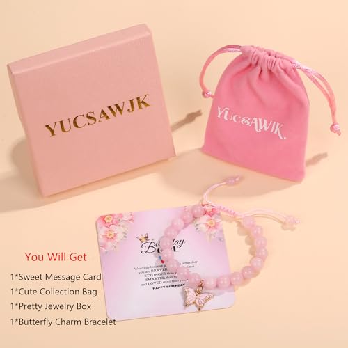 Girls Birthday Gifts Butterfly Bracelets Gift Box,for Daughter Granddaughter Friends Niece Teens Natural Stone Bead Bracelets4