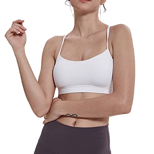 Femme Soutien-Gorge de Sport Soutien léger Bra Y rembourré À lanières Yoga Aptitude Hauts Blanc M Cover