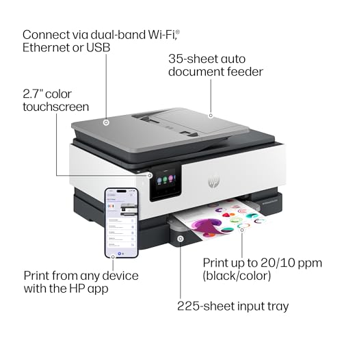 Image of HP OfficeJet Pro 8125 Wireless All-in-One Color Inkjet Printer, Print, Scan, Copy, ADF, Duplex Printing Best-for-Home Office, 3 Month Trial of Instant Ink Included, AI-Capable (C2VJ4A)
