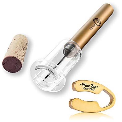Wine Ziz Amazingly Simple Wine Opener with Foil Cutter Gift Set for Wine Lovers | Wine Pump Air Pressure Wine Bottle Opener Easy Cork Remover Corkscrew | Wine Bottle Openers (Gold, 1) Cover