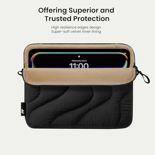 Image of tomtoc 360 Protective Puffy Tablet Sleeve for 2026 11-inch iPad Air M4 /M3, iPad Pro 2025 (M5 /M4), iPad (A16) with Magic Keyboard /Smart Keyboard Folio, Quilted Soft Puffer iPad Case Bag