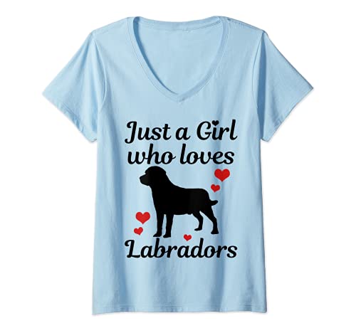 Mujer Labrador Dog Just A Girl Who Loves Labradors Lab Mamá Regalo Camiseta Cuello V