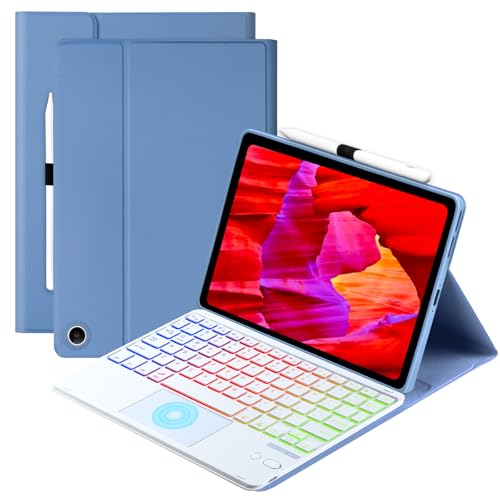 MePadKey Touchpad Keyboard Case for Amazon fire Max 11 11.0-inch 2023(13th Generation) Rainbow Backlight Rechargeable Detachable Keyboard with Pen Holder for Tablet Cover (Blue+Blue)