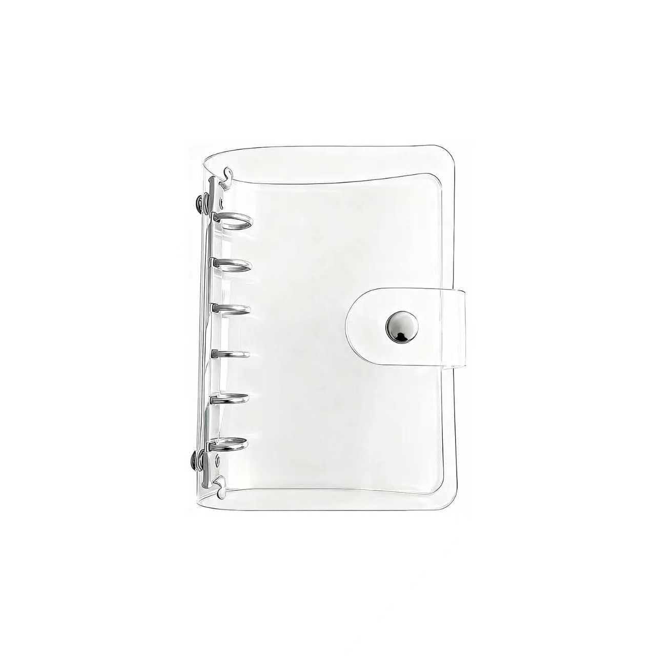 【AiYa】透明ルーズリーフ保護ケースシステム手帳保護ケースノート保護ケースA7 6孔PVC制m6ミニ手帳フォルダー交換可能スナップボタン透明保護防水金属リング(シルバー、A7) (A７)