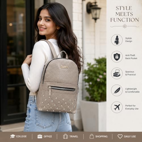Image of VRITRAZ PU Leather Ladies Leather Shoulder Fitting Backpacks Designer Backpack Shoulder Bag, Handbag For Women, Girls Elegant Backpack Purse
