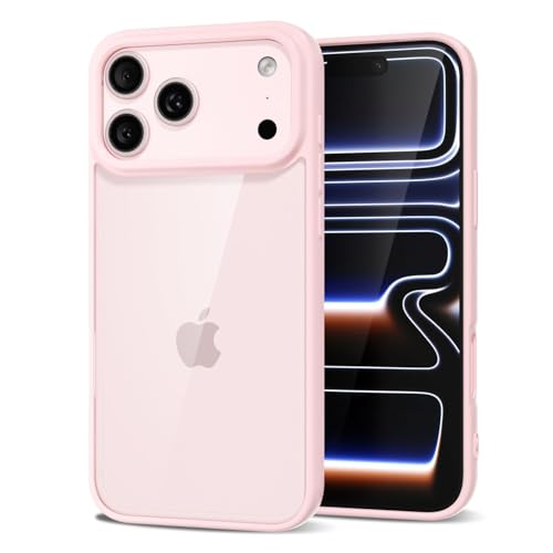 LoeoeL for iPhone 17 Pro Max Case Clear Transparent Hybrid iPhone 17 Pro Max Phone Case [Hard Plastic & Soft Silicone Bumper] Acrylic Non Yellowing Thin Slim Protective Cover for Women Light Pink