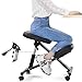 NXW Tabouret Ergonomique Siège Ajustable en Hauteur Repose Genoux Posture Droite sans Dossier avec roulettes, Structure en Bois Et Assise Rembourrée en Tissu
