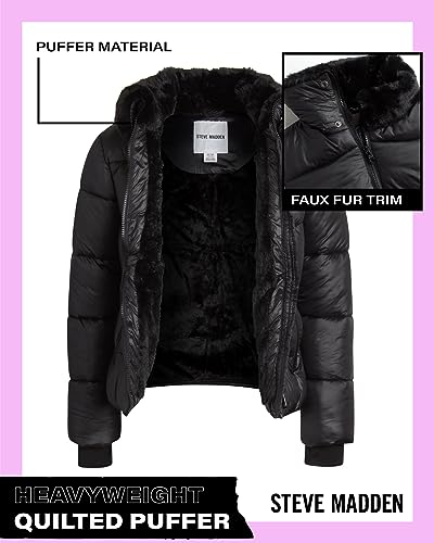 Steve Madden Girls’ Winter Coat – Heavyweight Water Resistant Faux Fur Lined Puffer Parka – Quilted Jacket for Girls, 4-162