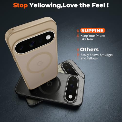 Image of SUPFINE Magnetic for Google Pixel 11 Case - Pink Gold | With Screen Protector,Translucent Matte,Built-in Magnets,Military Grade Drop Protection,Shockproof Phone Cover