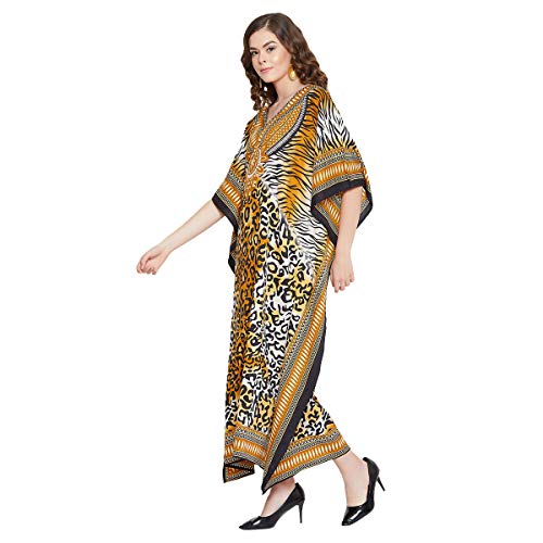 Image of Oussum Women Plus Size Kaftan Kimono Loose Maxi summer dresses for women Beach 3 /4 Sleeve Casual lounge dress Boho
