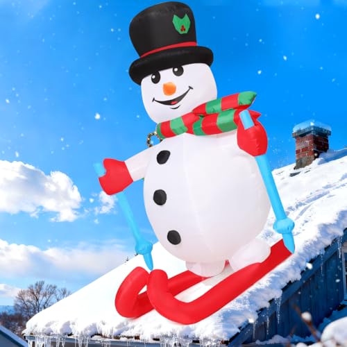 GOOSH 6 FT Christmas Inflatables Snowman Outdoor Decorations Blow Up Yard Ski Snow Man with Built-in LEDs for Xmas Party Garden Lawn Decor