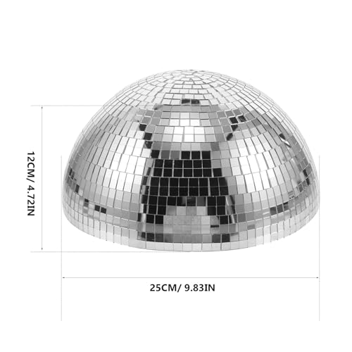 Bola espejada semiesférica plateada de 25 cm para decoración de bodas y fiestas, material vidrio y espuma, estilo retro, centro de mesa con instalación fácil miniatura 2
