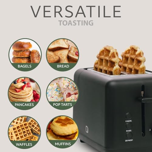 Image of WILLOW Eco Series 2-Slice Toaster, Extra-Wide Slots for Bagels & Artisan Bread, 6 Shade Browning Settings, High-Lift Toast Boost, Removable Crumb Tray, Cancel /Defrost Buttons, Toaster 2 Slice
