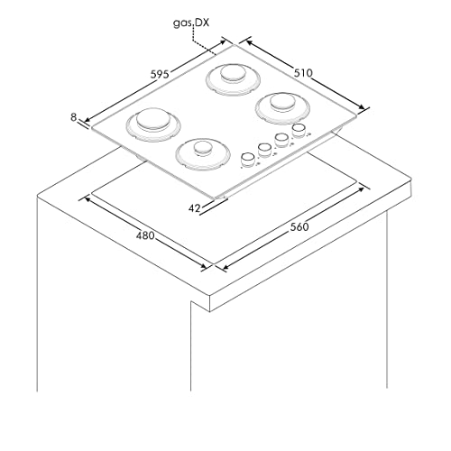PLAQUE GAZ CANDY VERRE 3 FEUX CSG63B4PB - vue 8