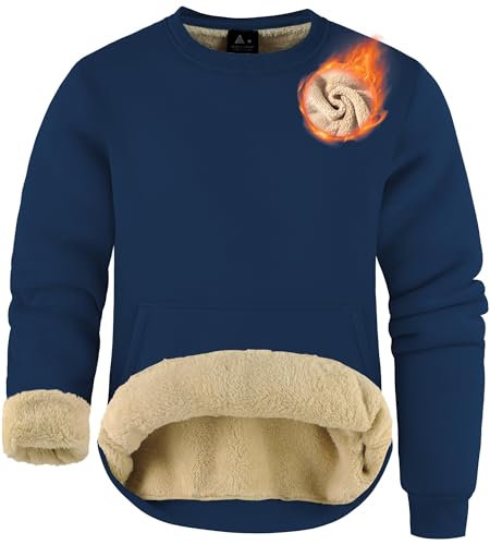 ZITY Men's Crewneck Sweatshirt Heavyweight Fleece Sweatshirts Thick Winter Sherpa Lined Long Sleeve Pullover Warm Thermal