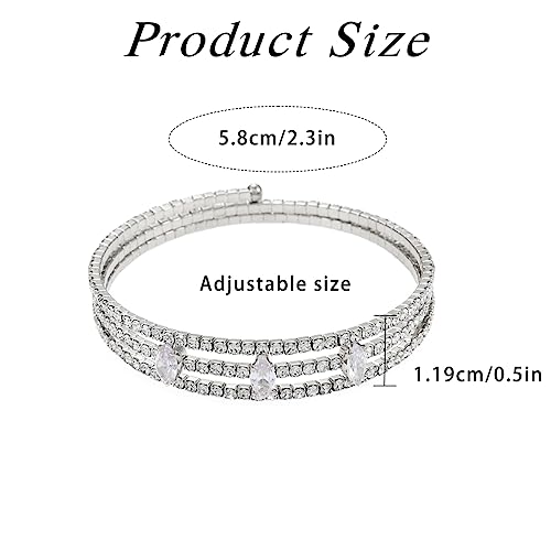 Rhinestone Bangle Bracelets Crystal Layered Cuff Bracelet Sparkle Tennis Stretch Bangles for Women2