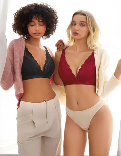 Avidlove Lace Bralette for Women Sexy Deep V Neck Wireless Bralette Plunge Unpadded Bras Everyday Bra4