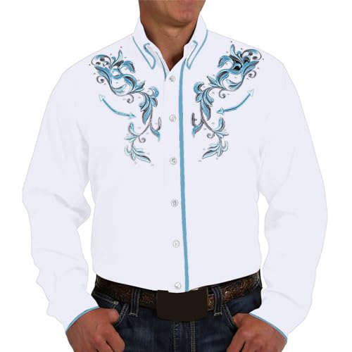 Générique Chemise Cowboy Western pour Homme - Chemise Homme Manches Longues Vintage - Chemises Country - Chemisette Grande Taille Africaine Style - Hippie -...