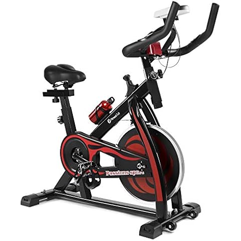 Fitnessclub Exercise Bike Indoor Stationary Cycling Bikes, Fitness Belt Driven 6 KG Flywheel for Home Gym Training with LCD Monitor, Heart Rate Sensor, Adjustable Resistance Cover