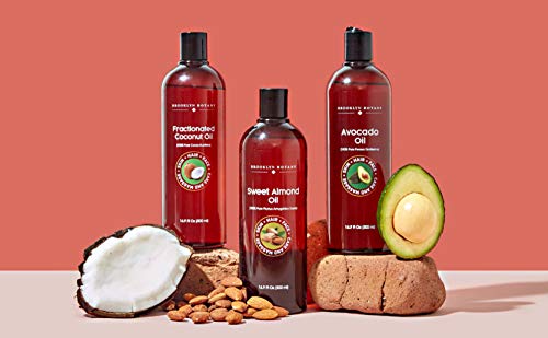 Brooklyn Botany Fractionated Coconut Oil for Skin – 100% Pure and Natural – Carrier Oil for Essential Oils, Aromatherapy and Massage - Moisturizing Skin, Hair and Face – Therapeutic Grade - 16 fl Oz
